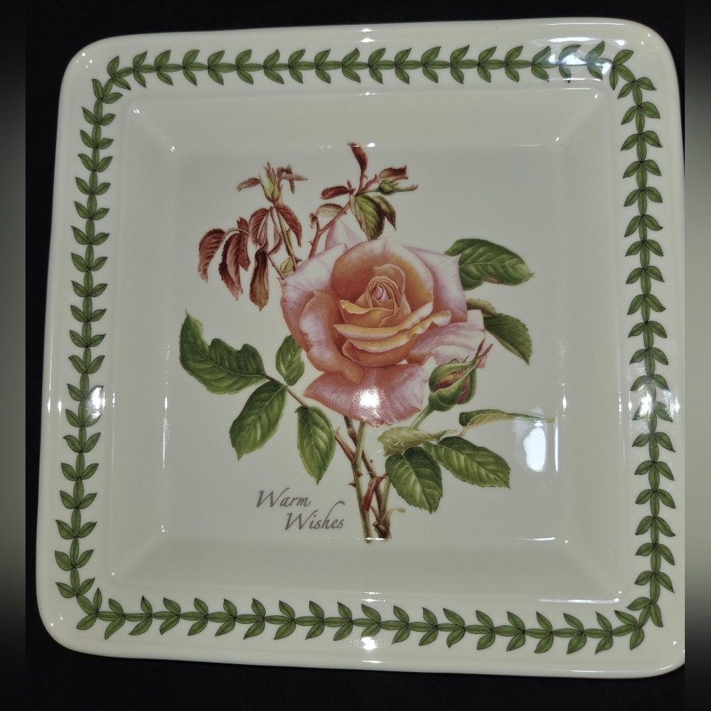 Portmeirion Botanic Roses Warm Wishes  8.25” Square Dish Plate